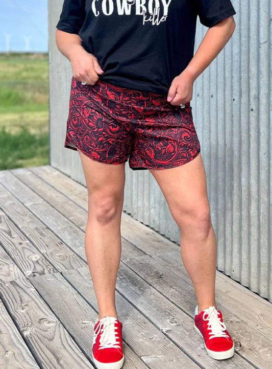 Red Tooled Shorts