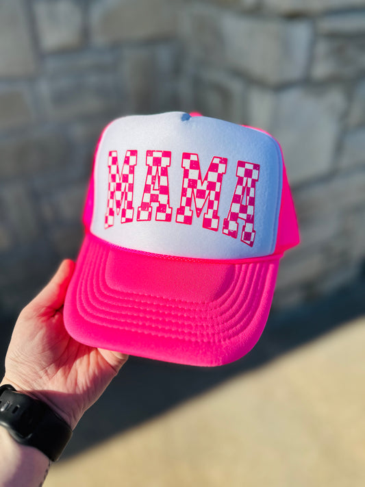 Pink Checkered Mama - Foam Trucker