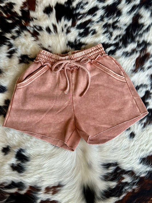 Rust Fleece Shorts