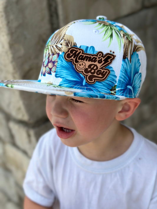 Kids Mama’s Boy Hat - blue tropical