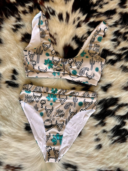 Turquoise Collage Swimsuit