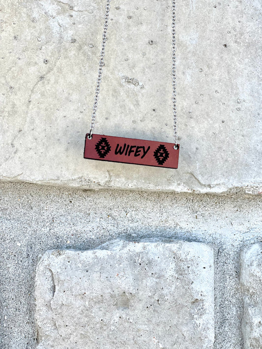 Leather Wifey necklace