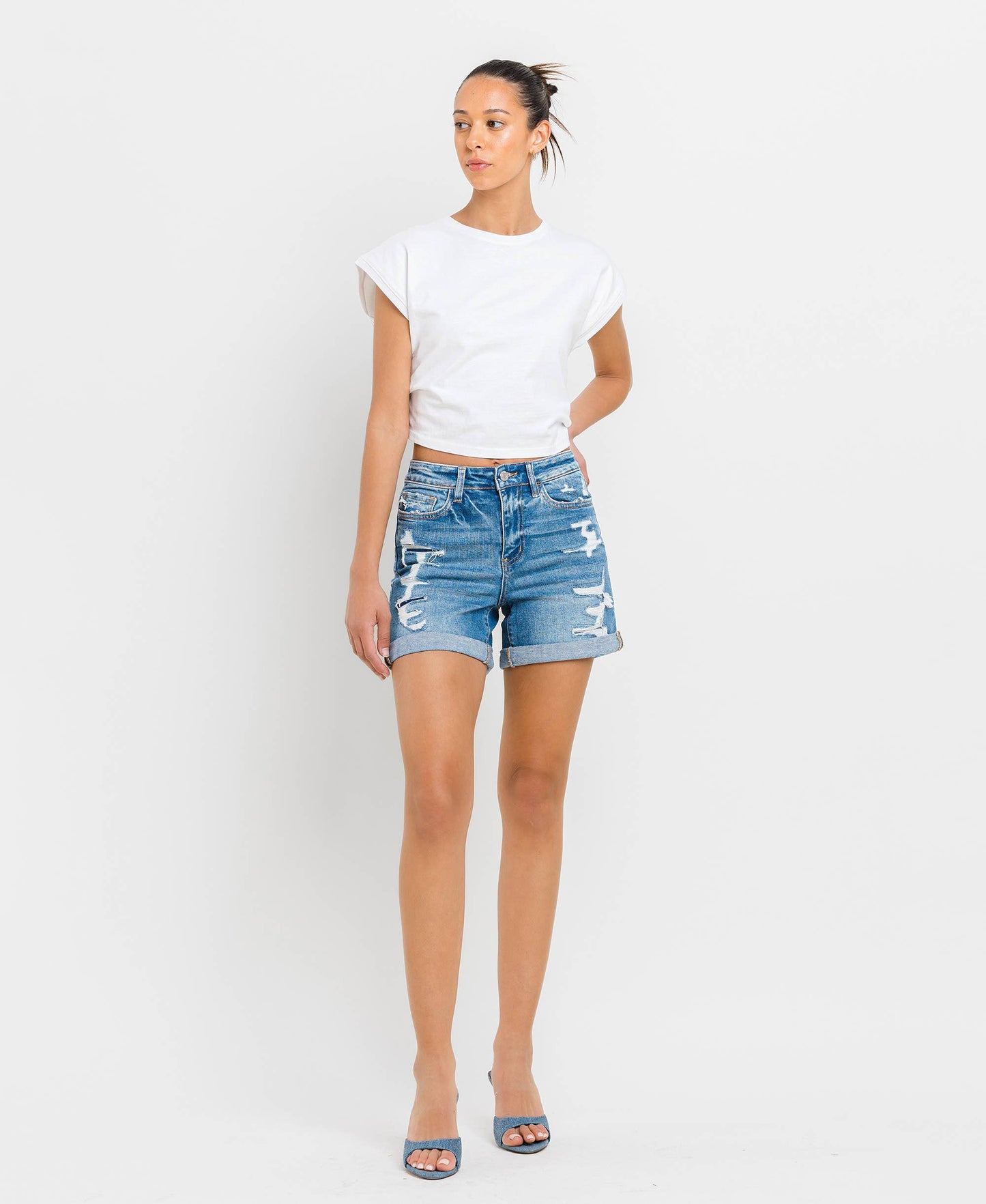 KAYLE HIGH RISE DOUBLE CUFF SHORTS