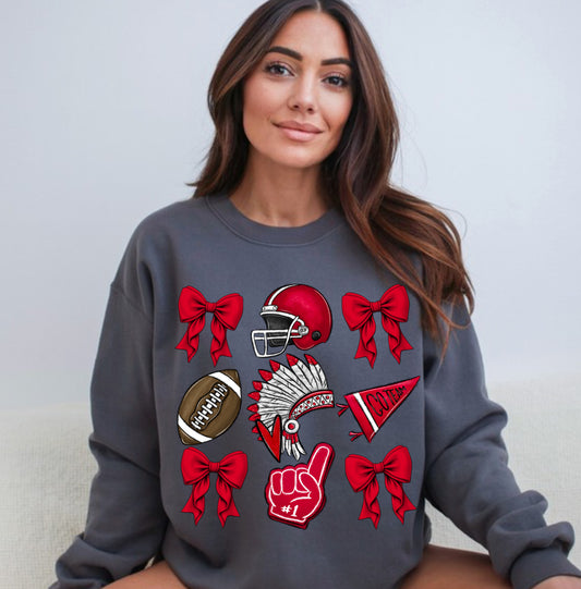 Football Bows Sweatshirt - Red