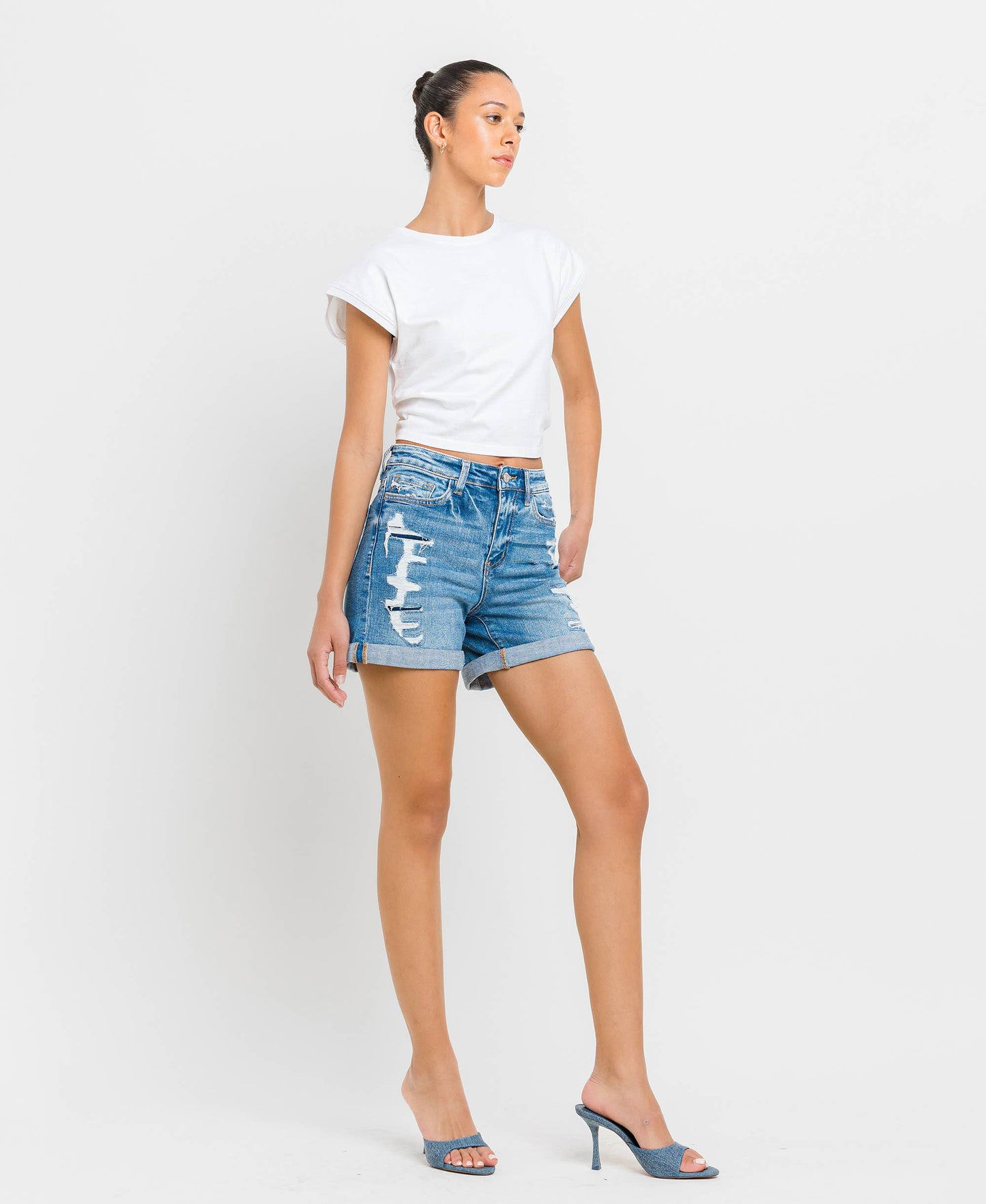 KAYLE HIGH RISE DOUBLE CUFF SHORTS