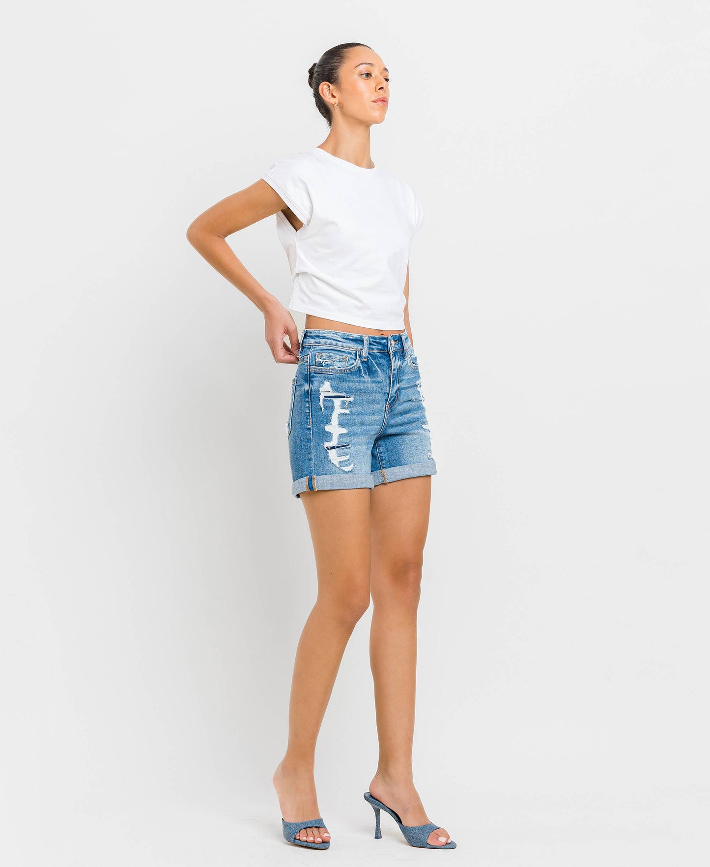 KAYLE HIGH RISE DOUBLE CUFF SHORTS