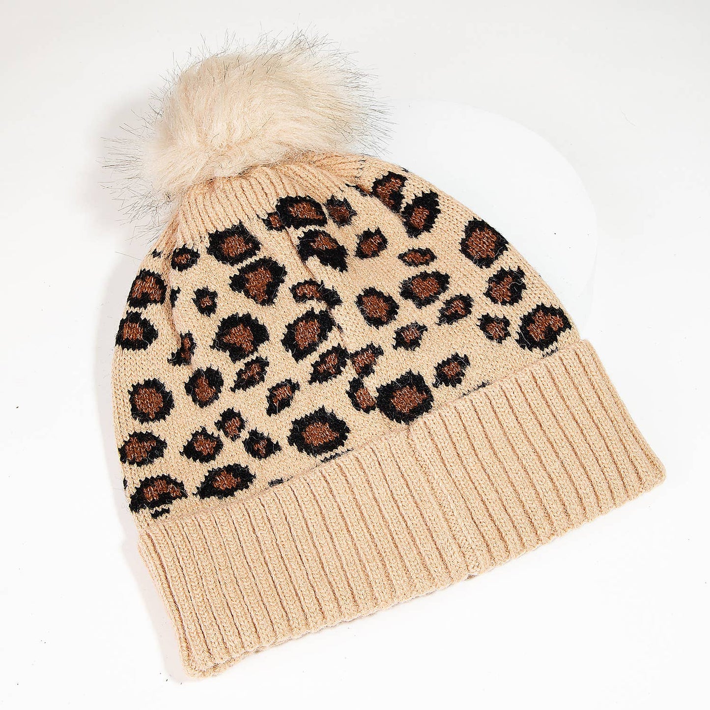 Leopard Print Pom Beanie