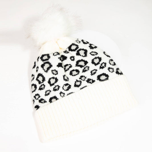 Leopard Print Pom Beanie