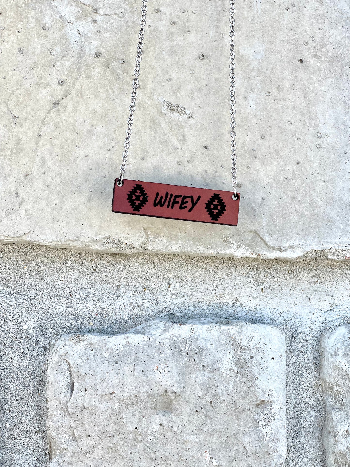 Leather Wifey necklace